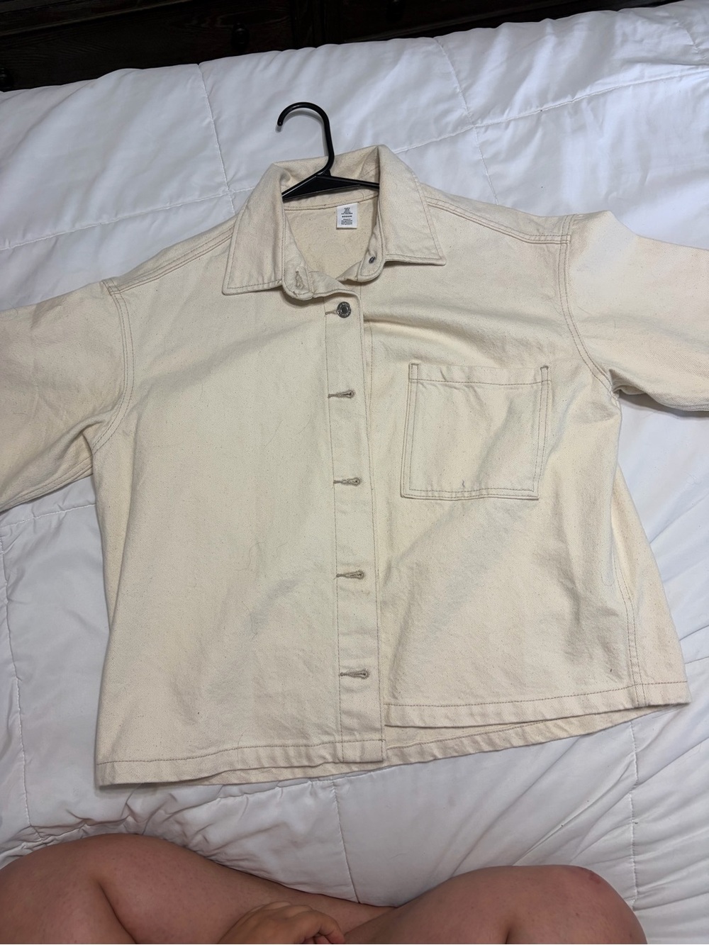 Cream Button-Up Cotton Jacket